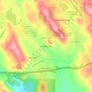 Cambridge Oaks topographic map, elevation, terrain