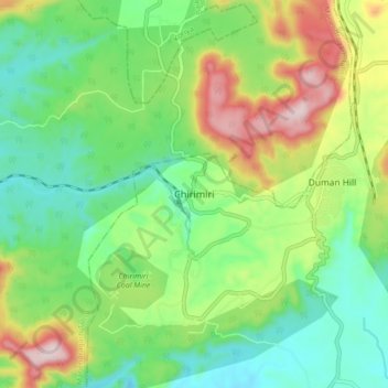 Chirimiri topographic map, elevation, terrain