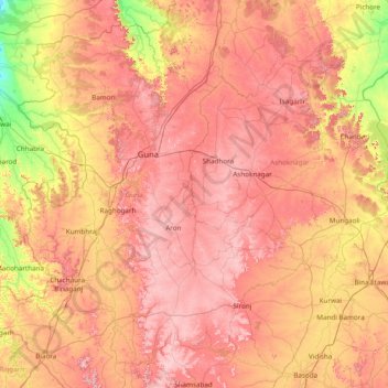 Guna topographic map, elevation, terrain