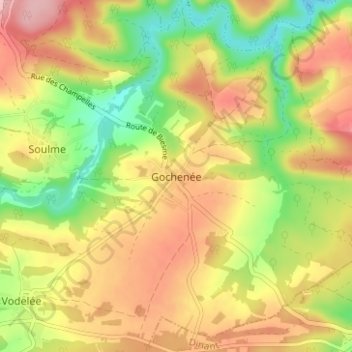 Gochenée topographic map, elevation, terrain
