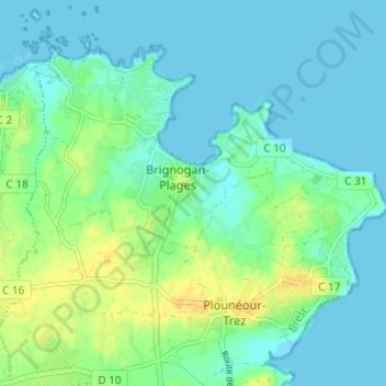 Creach Bihan topographic map, elevation, terrain