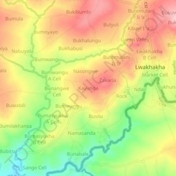 Kayunga topographic map, elevation, terrain