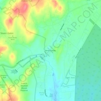 North Tisbury topographic map, elevation, terrain