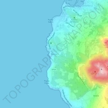 Mursía topographic map, elevation, terrain