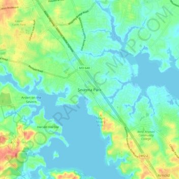 Severna Park topographic map, elevation, terrain