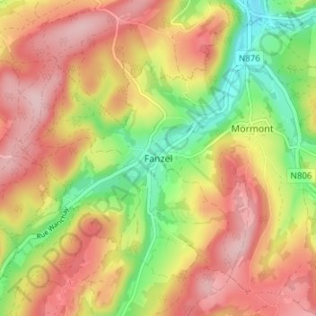 Fanzel topographic map, elevation, terrain