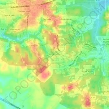 Peach Grove topographic map, elevation, terrain