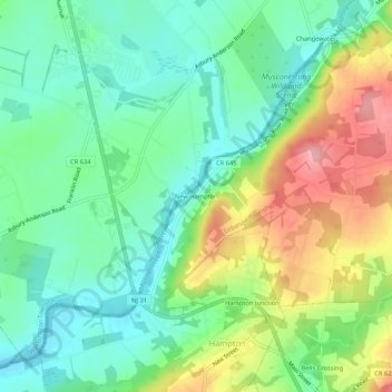 New Hampton topographic map, elevation, terrain