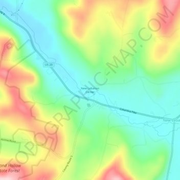 New Lebanon Center topographic map, elevation, terrain