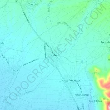 Doxato topographic map, elevation, terrain