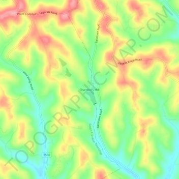 Chambers Mill topographic map, elevation, terrain
