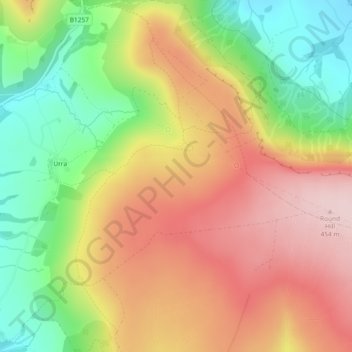 Urra Moor topographic map, elevation, terrain