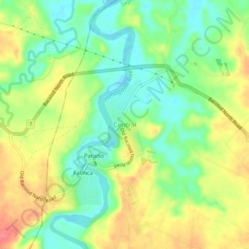 Central topographic map, elevation, terrain