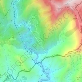 Giastève topographic map, elevation, terrain