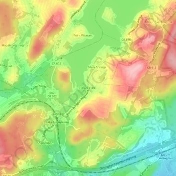 Shore Hills topographic map, elevation, terrain