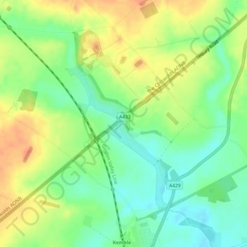 Thames Head topographic map, elevation, terrain