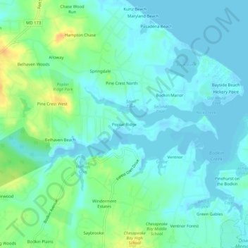 Poplar Ridge topographic map, elevation, terrain
