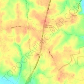 Athens topographic map, elevation, terrain