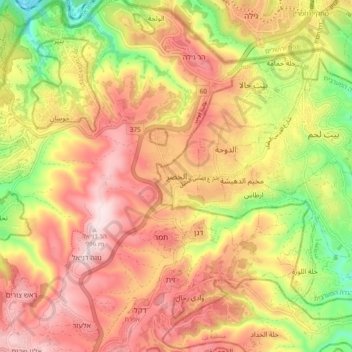 al-Khader topographic map, elevation, terrain