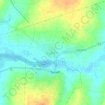 Baghère topographic map, elevation, terrain