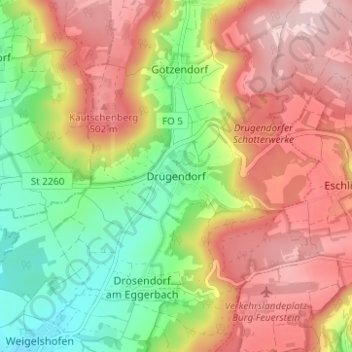 Drügendorf topographic map, elevation, terrain