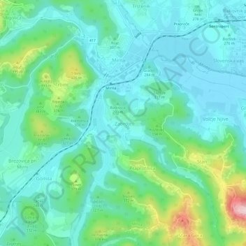 Zabrdje topographic map, elevation, terrain