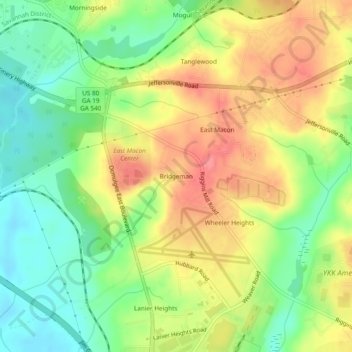 Bridgeman topographic map, elevation, terrain