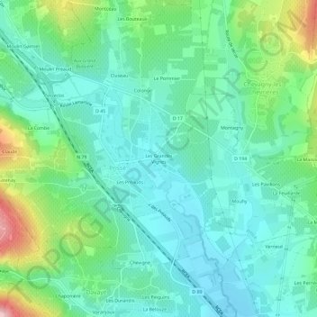 Les Grandes Vignes topographic map, elevation, terrain
