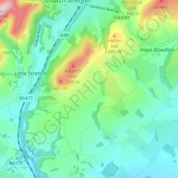 Ragdon topographic map, elevation, terrain