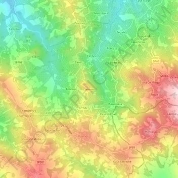 Canevino topographic map, elevation, terrain
