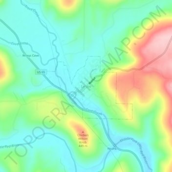 Leslie topographic map, elevation, terrain