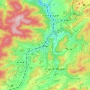 Balve topographic map, elevation, terrain