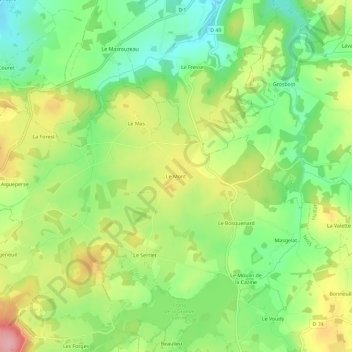 Le Mont topographic map, elevation, terrain