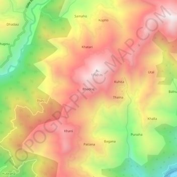 Bhadraj topographic map, elevation, terrain