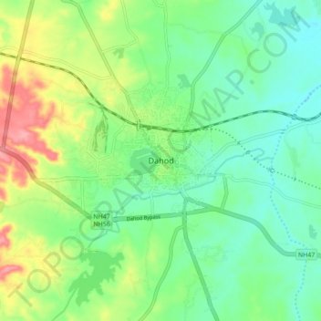 Dahod topographic map, elevation, terrain