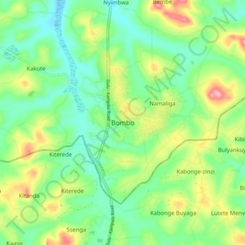 Bombo topographic map, elevation, terrain