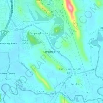 Kampung Banai topographic map, elevation, terrain