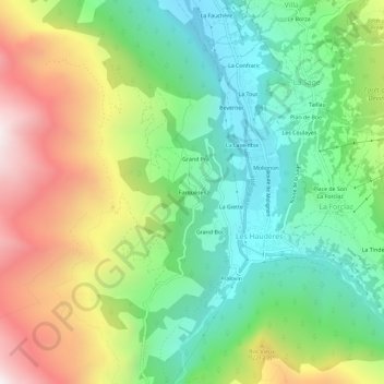 Farquèses topographic map, elevation, terrain