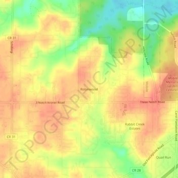Robinwood topographic map, elevation, terrain
