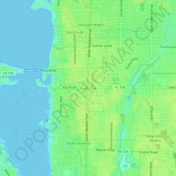 South Trail topographic map, elevation, terrain