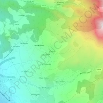 Les Payas topographic map, elevation, terrain