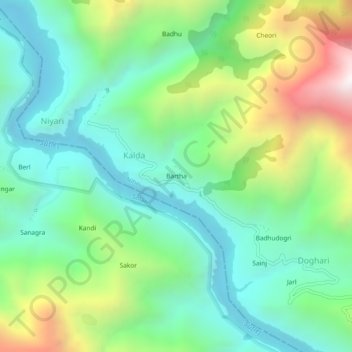 Bartha topographic map, elevation, terrain