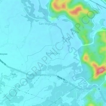 Badiangay topographic map, elevation, terrain