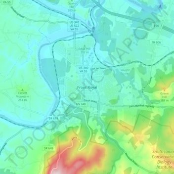 Front Royal topographic map, elevation, terrain