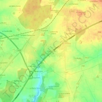 L'Autoroute topographic map, elevation, terrain