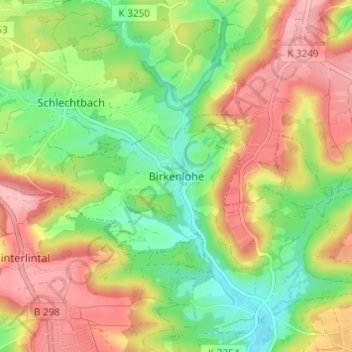 Birkenlohe topographic map, elevation, terrain