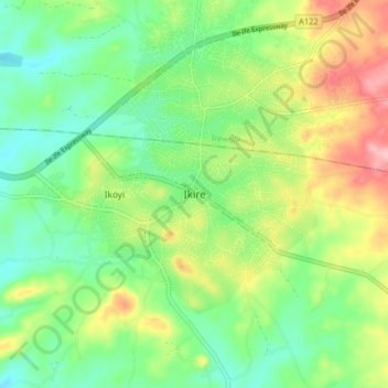Ikire topographic map, elevation, terrain