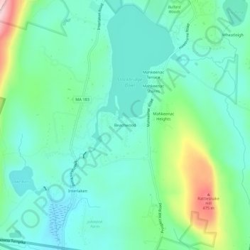 Beachwood topographic map, elevation, terrain