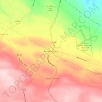 Dennison Corners topographic map, elevation, terrain