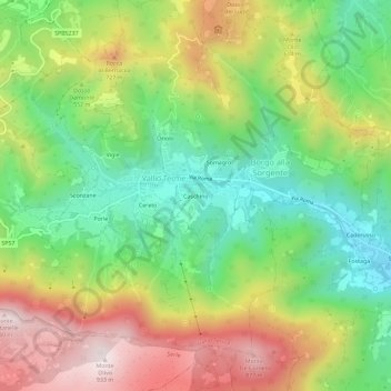 Caschino topographic map, elevation, terrain